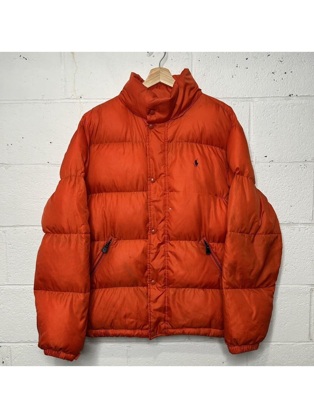 Vintage Polo Ralph Lauren Goose Down Puffer Jacket “Orange” Men’s XL Worn